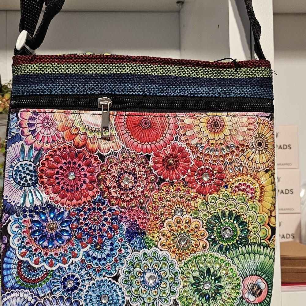 Colorful Floral Mosaic Crossbody Bag - Multicolor